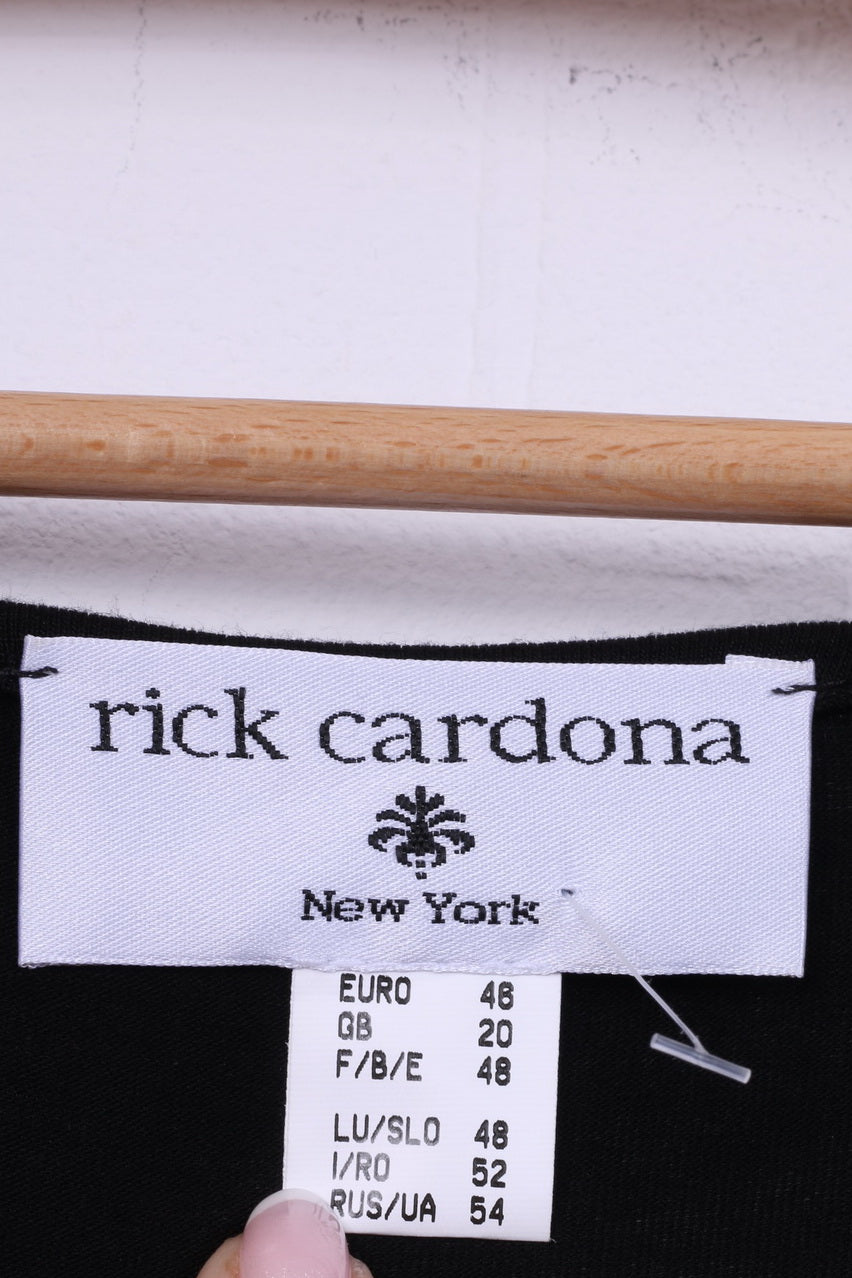 Rick Cardona Women 20 48 XL Blouse Black Abstract Print Tunic Casual Top