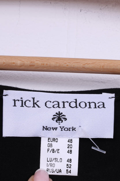 Rick Cardona femmes 20 48 XL chemisier noir imprimé abstrait tunique haut décontracté 