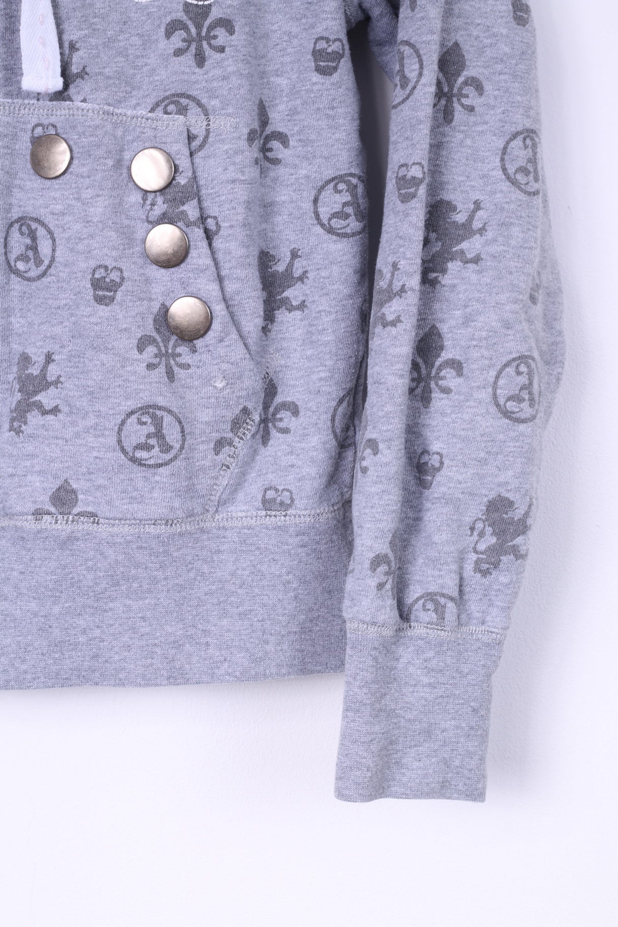 Airforce Womens XS Sweatshirt Grey Hooded Jumper Cotton Full Zipper