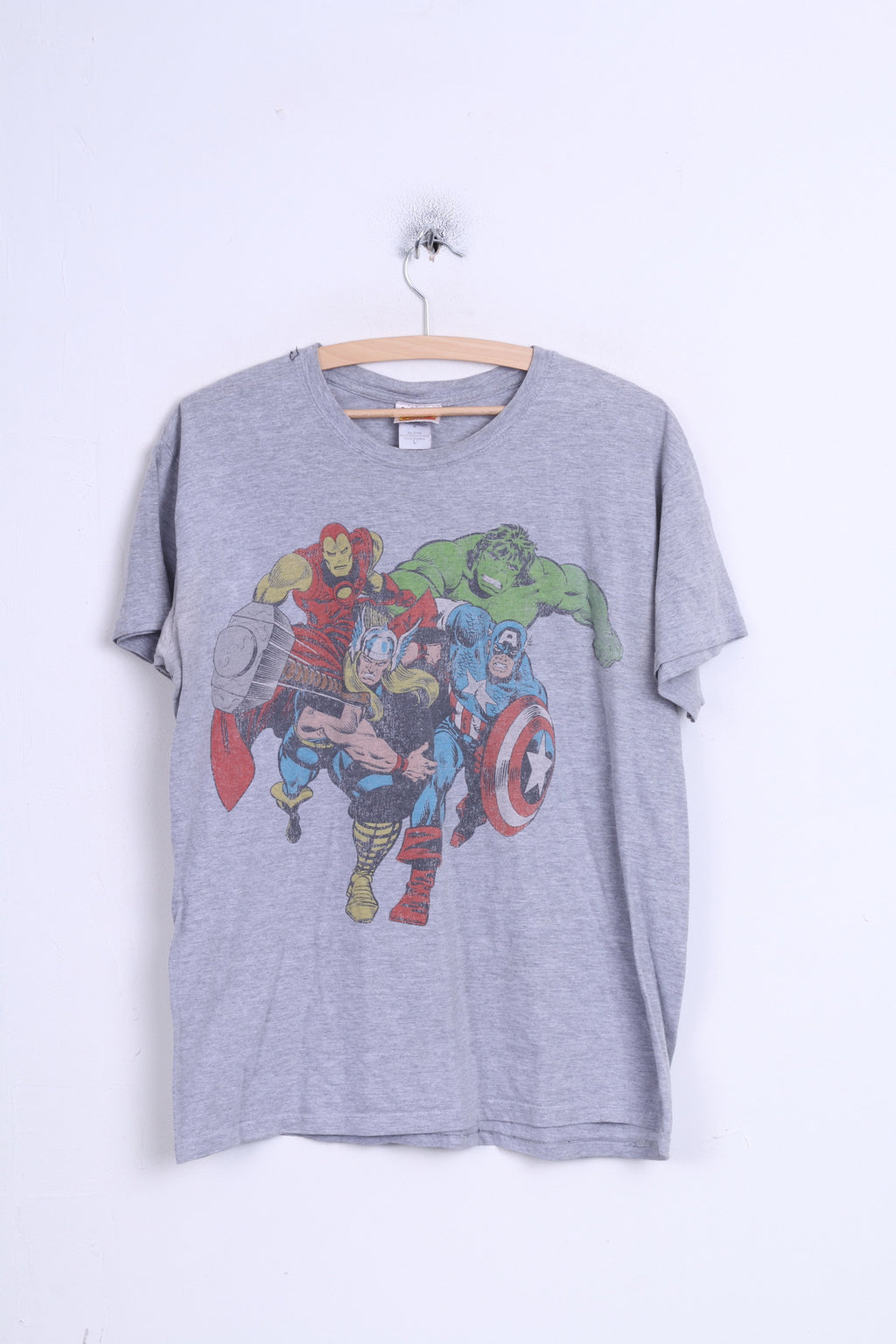Maglietta da uomo Marvel Comics L, girocollo sportivo in cotone grigio