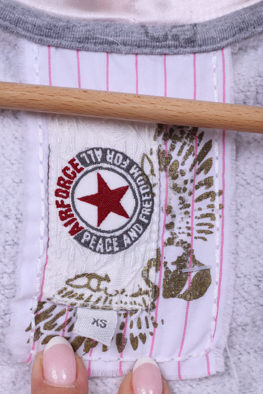 Airforce Womens XS Sweatshirt Grey Hooded Jumper Cotton Full Zipper