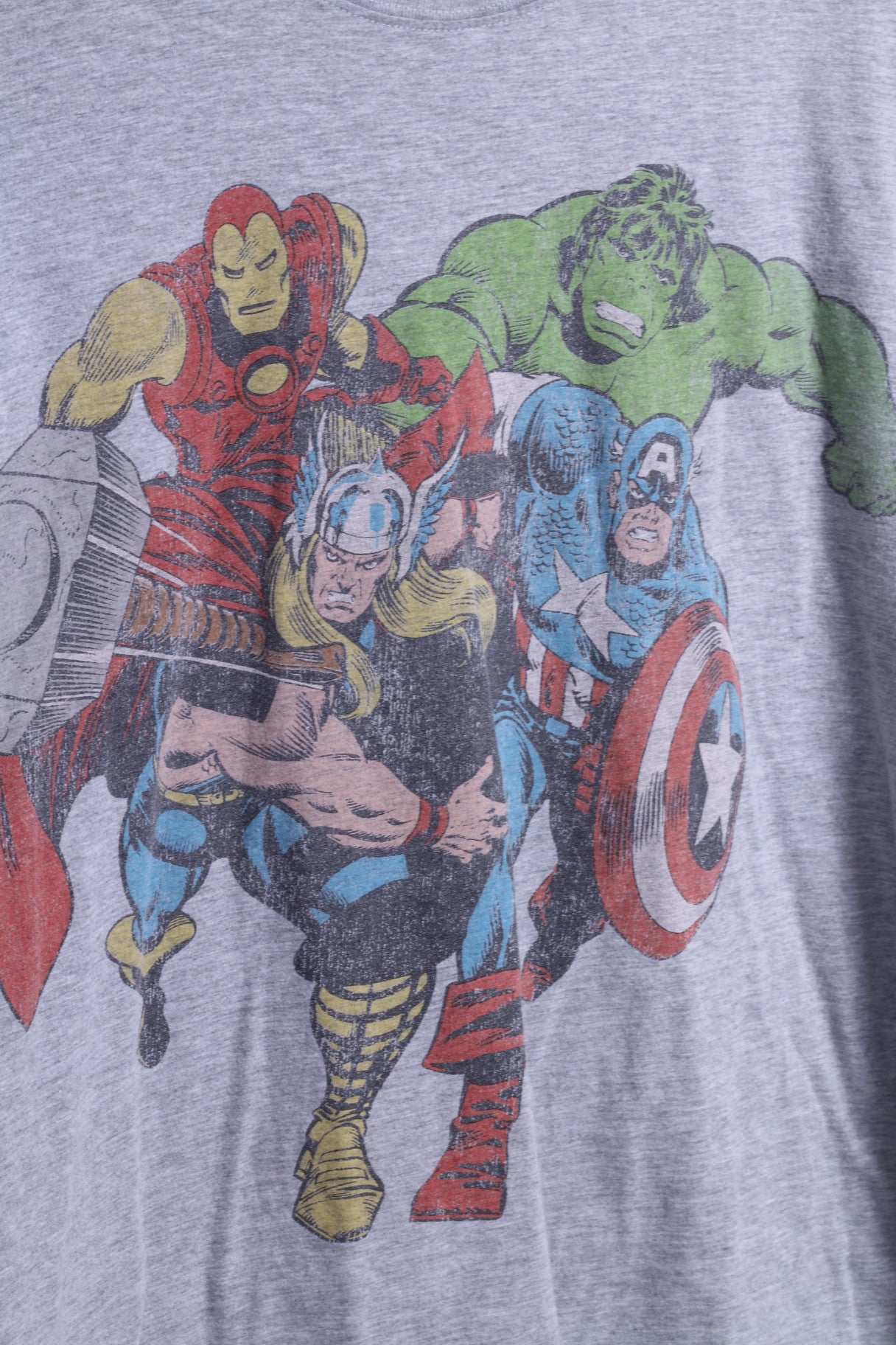 Marvel Comics Mens L Shirt Grey Cotton Sport Crew Neck