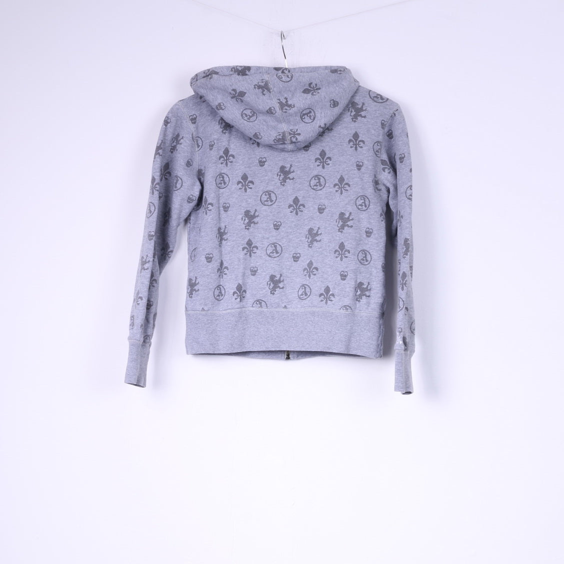 Airforce Womens XS Sweatshirt Grey Hooded Jumper Cotton Full Zipper