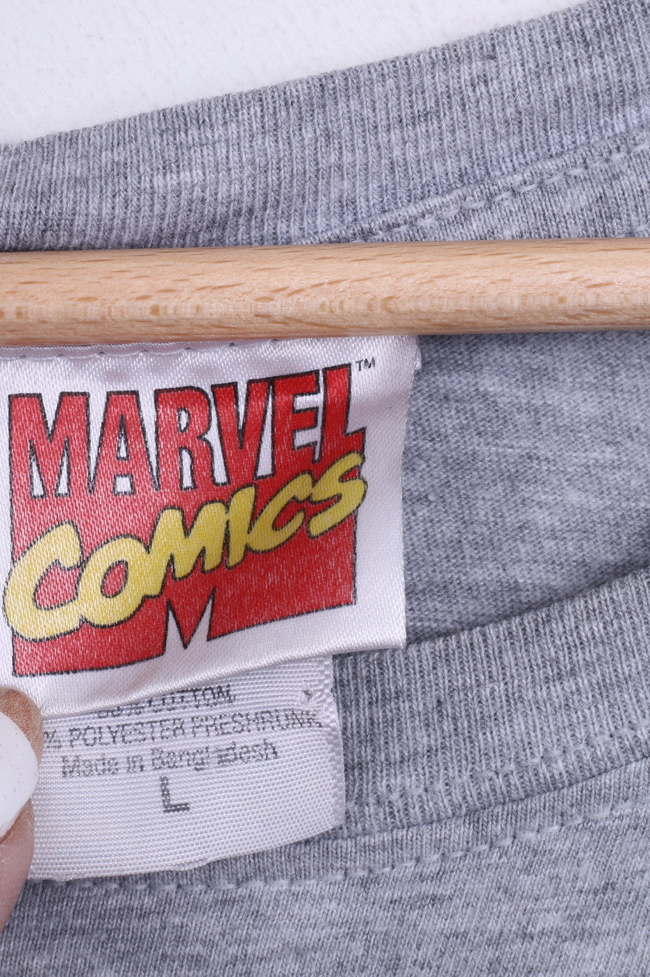 Maglietta da uomo Marvel Comics L, girocollo sportivo in cotone grigio