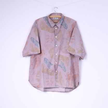 Avantt Men 41/42 XL Casual Shirt Violet Vintage Cotton Short Sleeve Top
