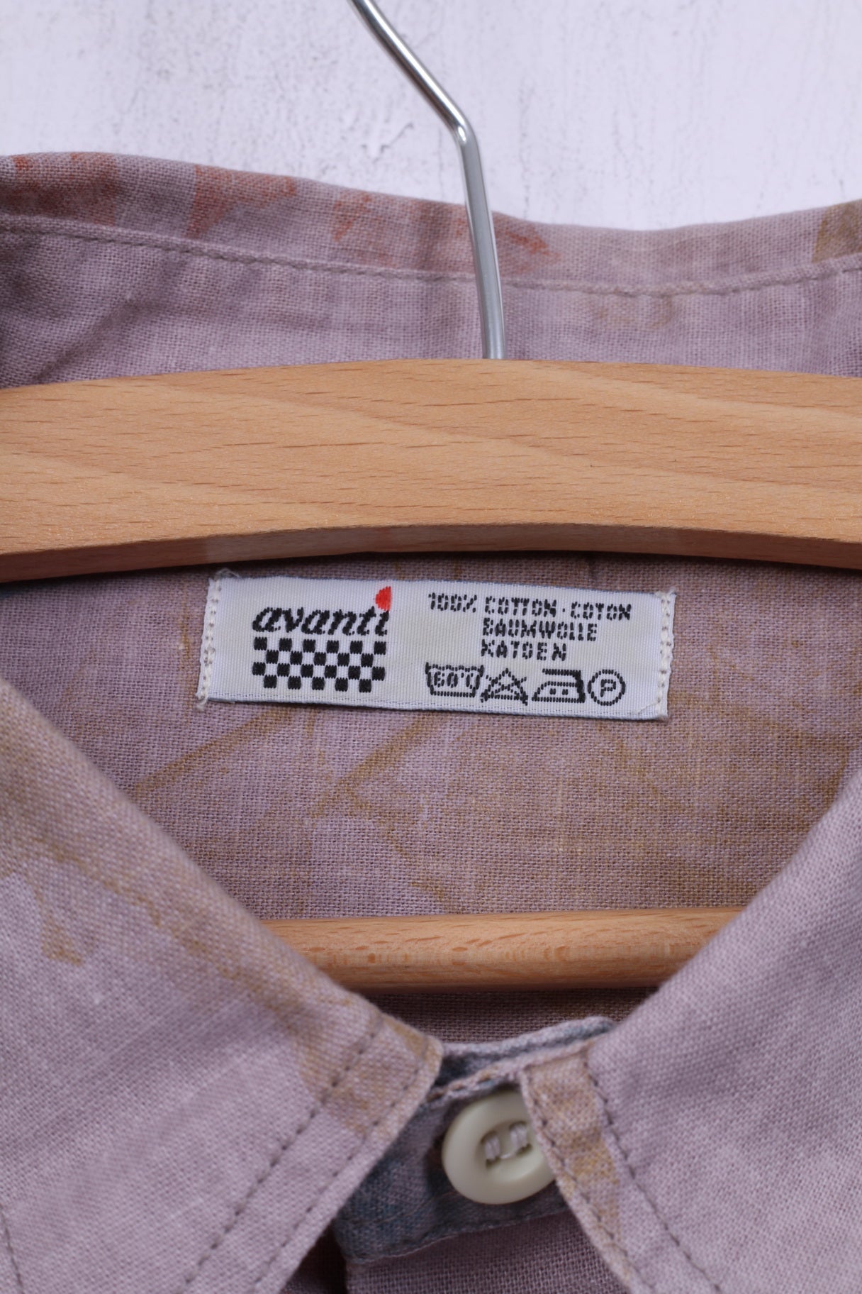 Avantt Men 41/42 XL Casual Shirt Violet Vintage Cotton Short Sleeve Top