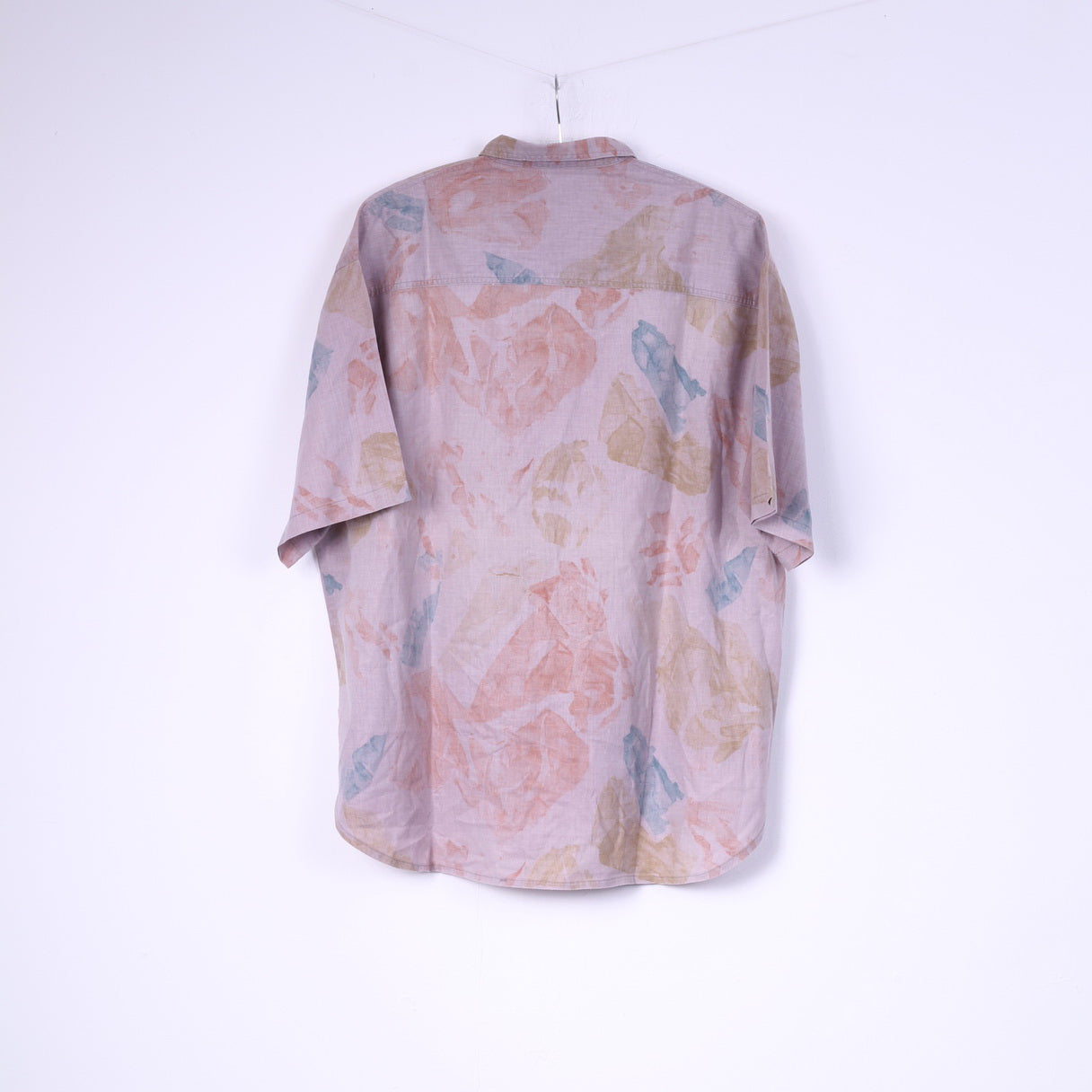 Avantt Men 41/42 XL Casual Shirt Violet Vintage Cotton Short Sleeve Top