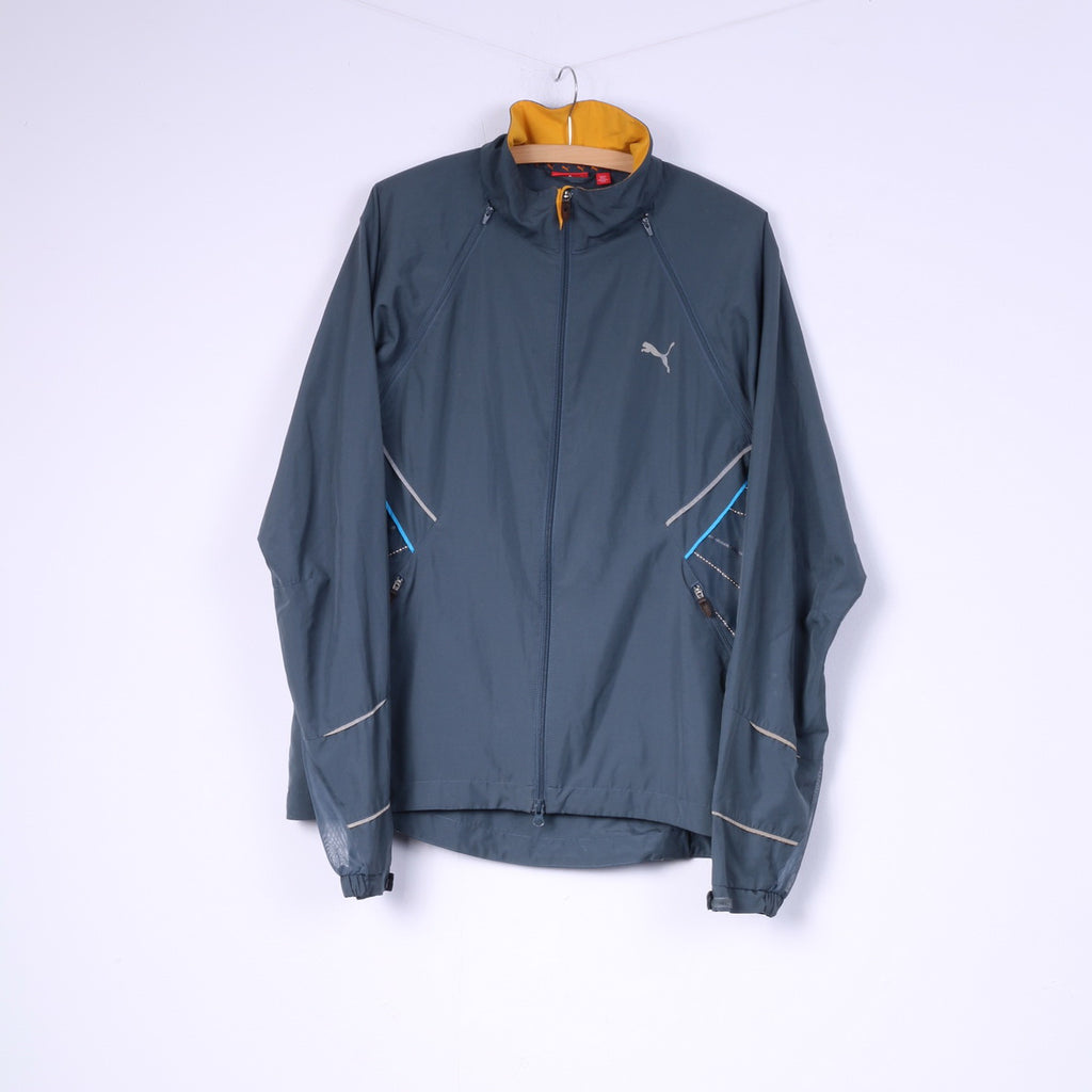 Giacca Puma Uomo L Verde Mare Leggera Run Zip Up Maniche Rimovibili 