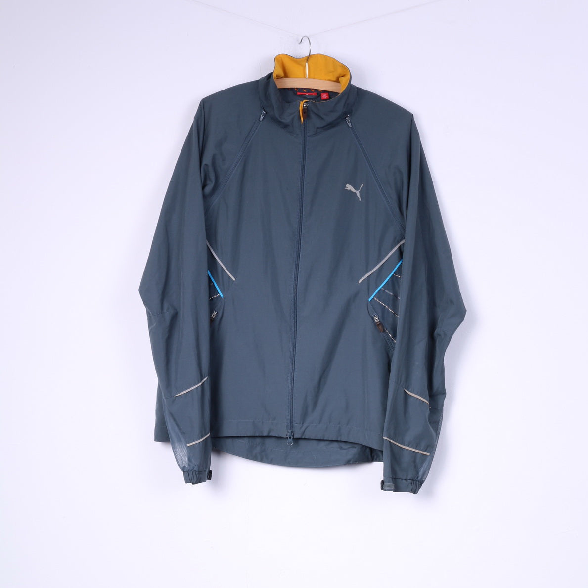 Giacca Puma Uomo L Verde Mare Leggera Run Zip Up Maniche Rimovibili 