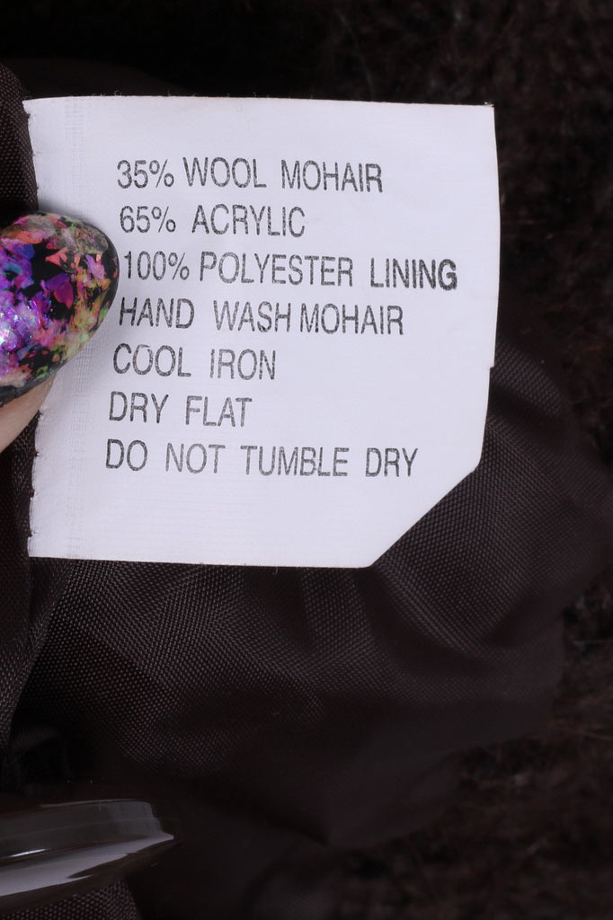 Affections Veste cardigan M/L pour femme avec épaulettes en laine mélangée marron et pull rétro