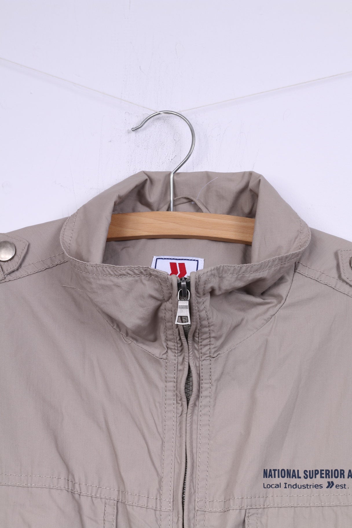 Reject Men M Giacca leggera Beige Campus Brand Street Wear Top con cerniera intera