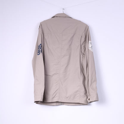 Reject Men M Lightweight Jacket Beige Campus Brand Street Wear Full Zipper Top