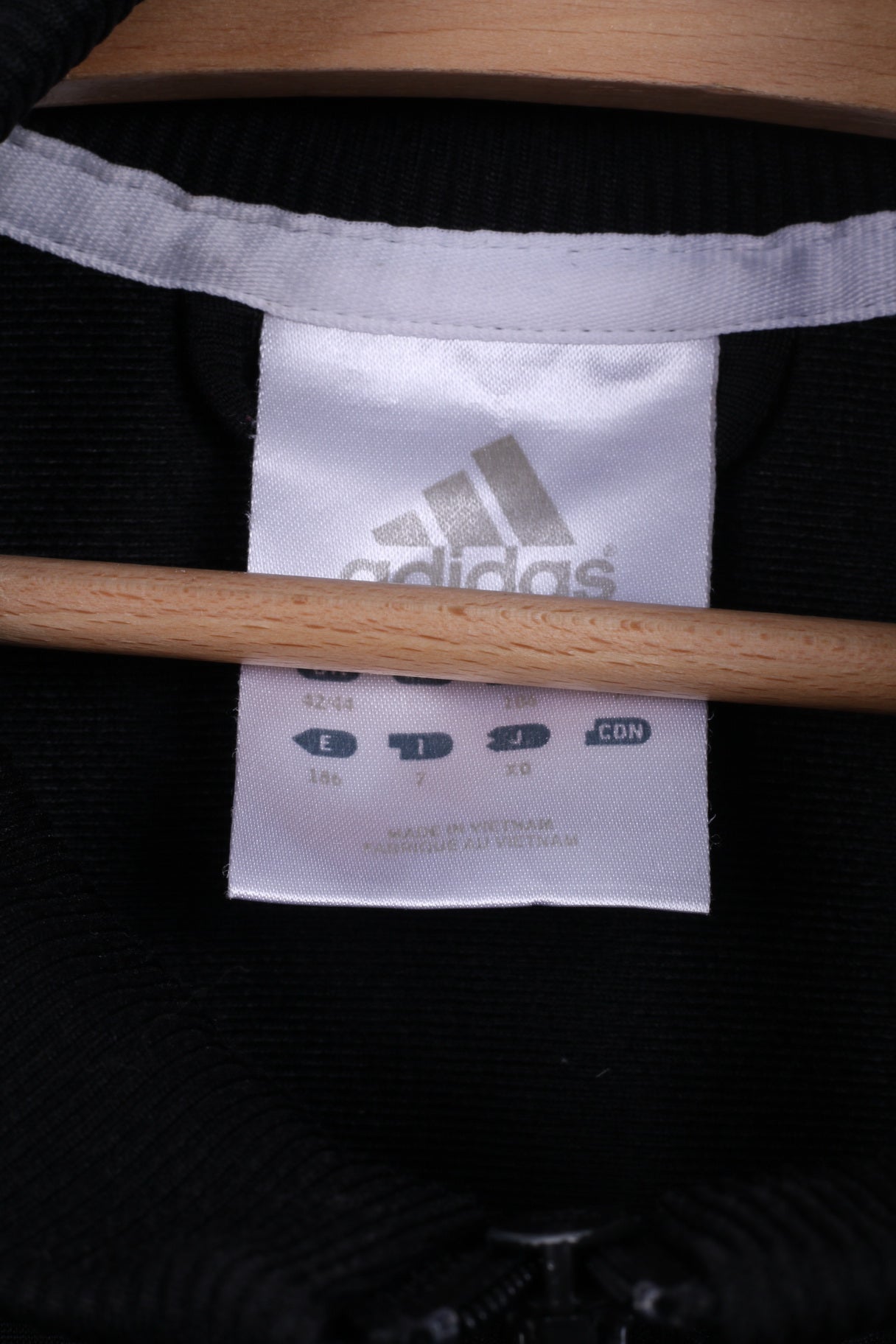 Adidas Mens 42/44 L Sweatshirt Shiny Full Zipper Sportswear Black Top