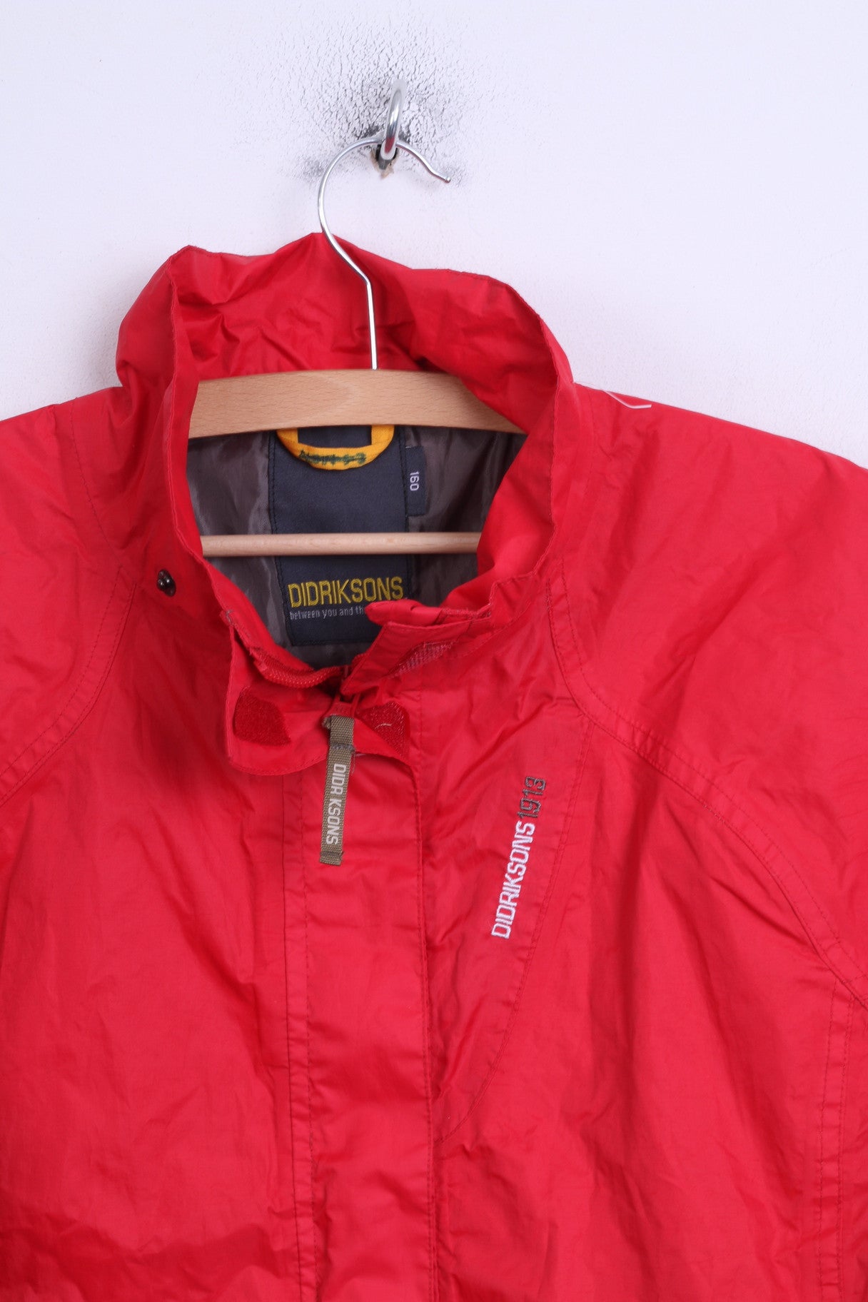 Didriksons Boys 160 Jacket Red Nylon Waterproof Parka Sport - RetrospectClothes