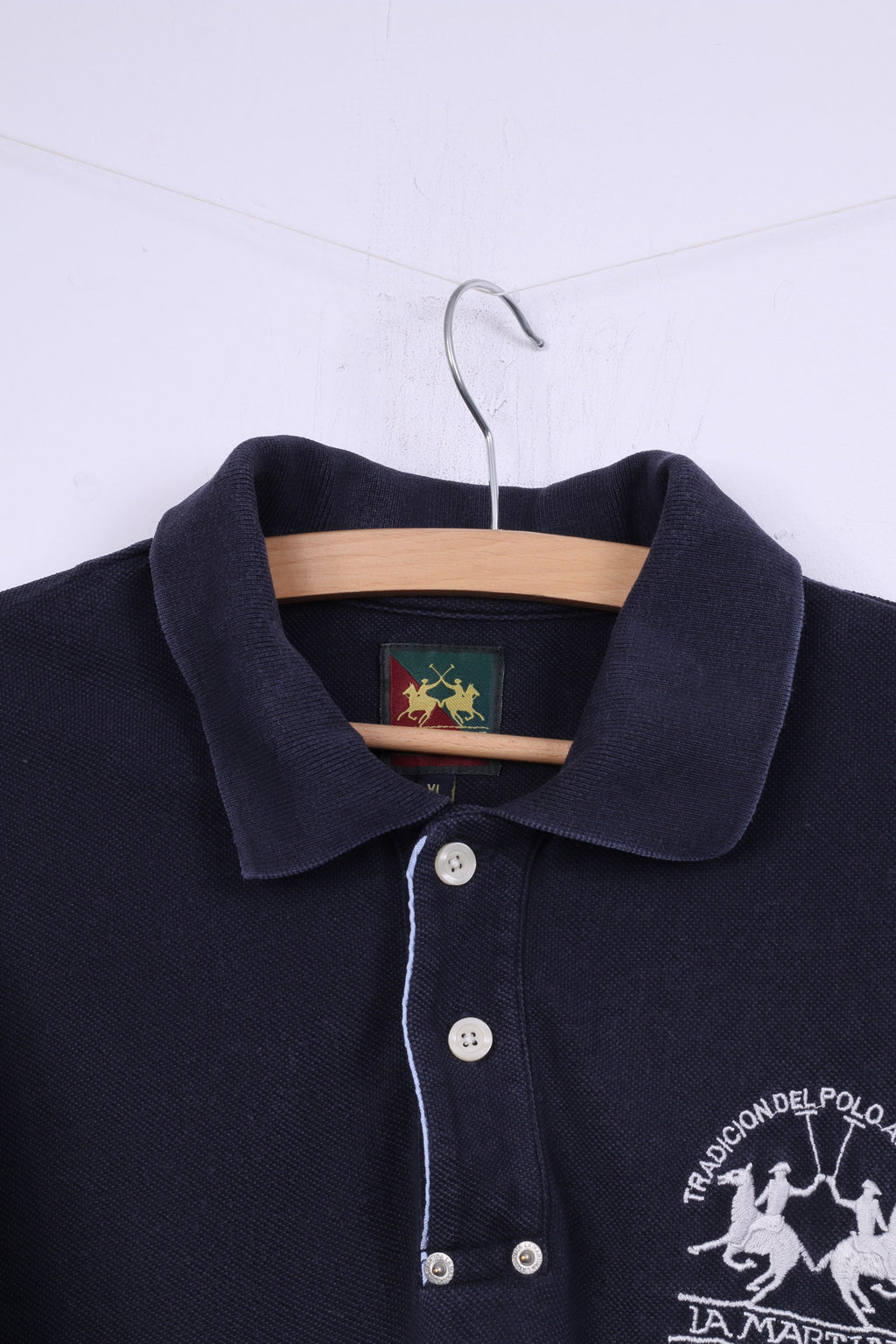 La Martina Mens XL Polo Shirt Navy Cotton Buttons Detailed Top