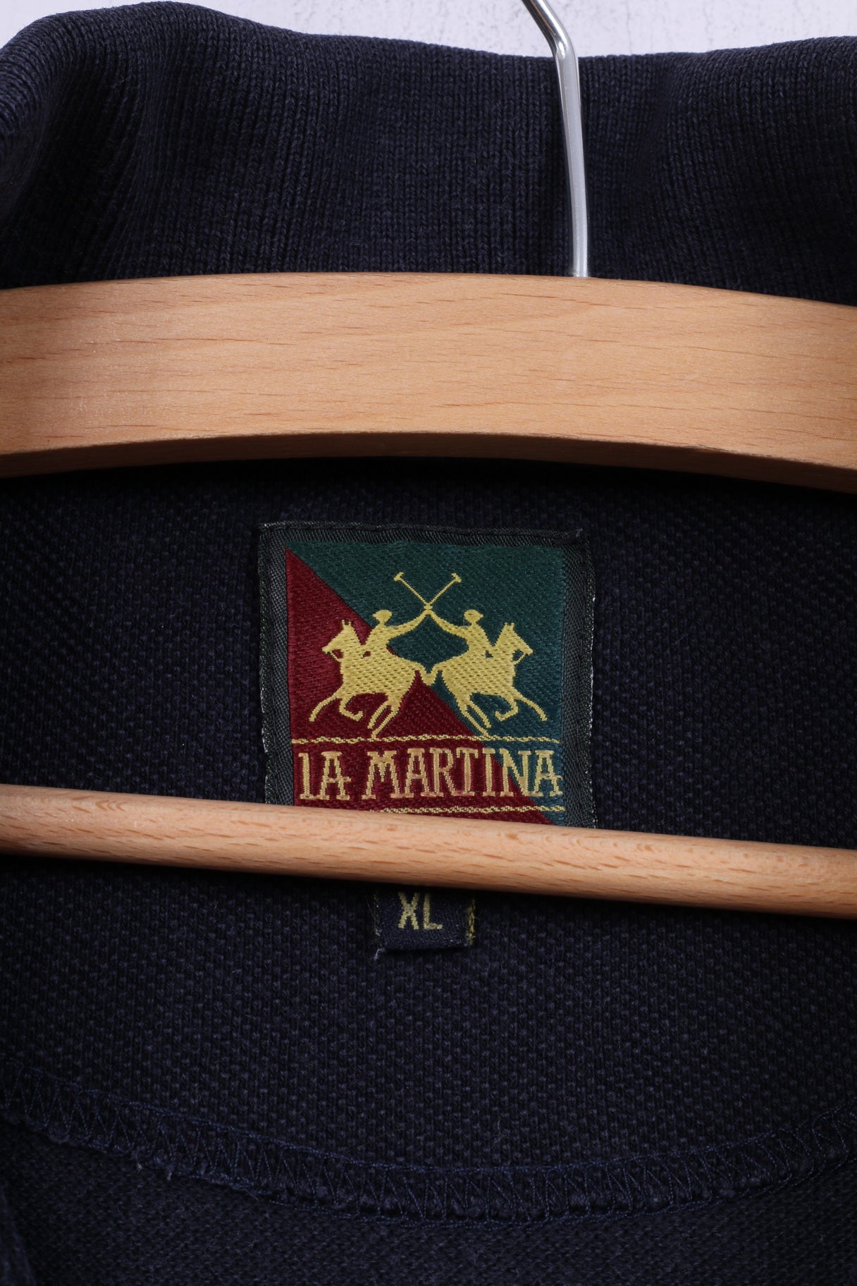 La Martina Mens XL Polo Shirt Navy Cotton Buttons Detailed Top