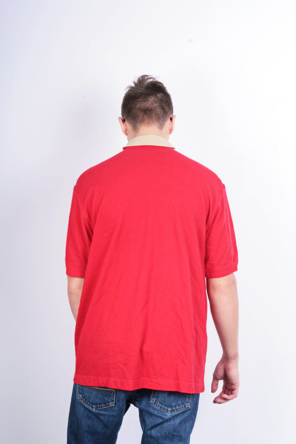 Arrow Americas Sport Mens XL Polo Shirt Red Cotton Top Zip Neck - RetrospectClothes