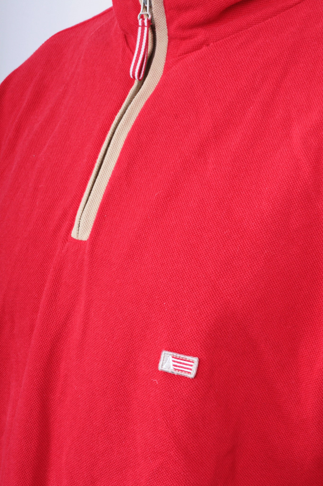 Arrow Americas Sport Mens XL Polo Shirt Red Cotton Top Zip Neck - RetrospectClothes