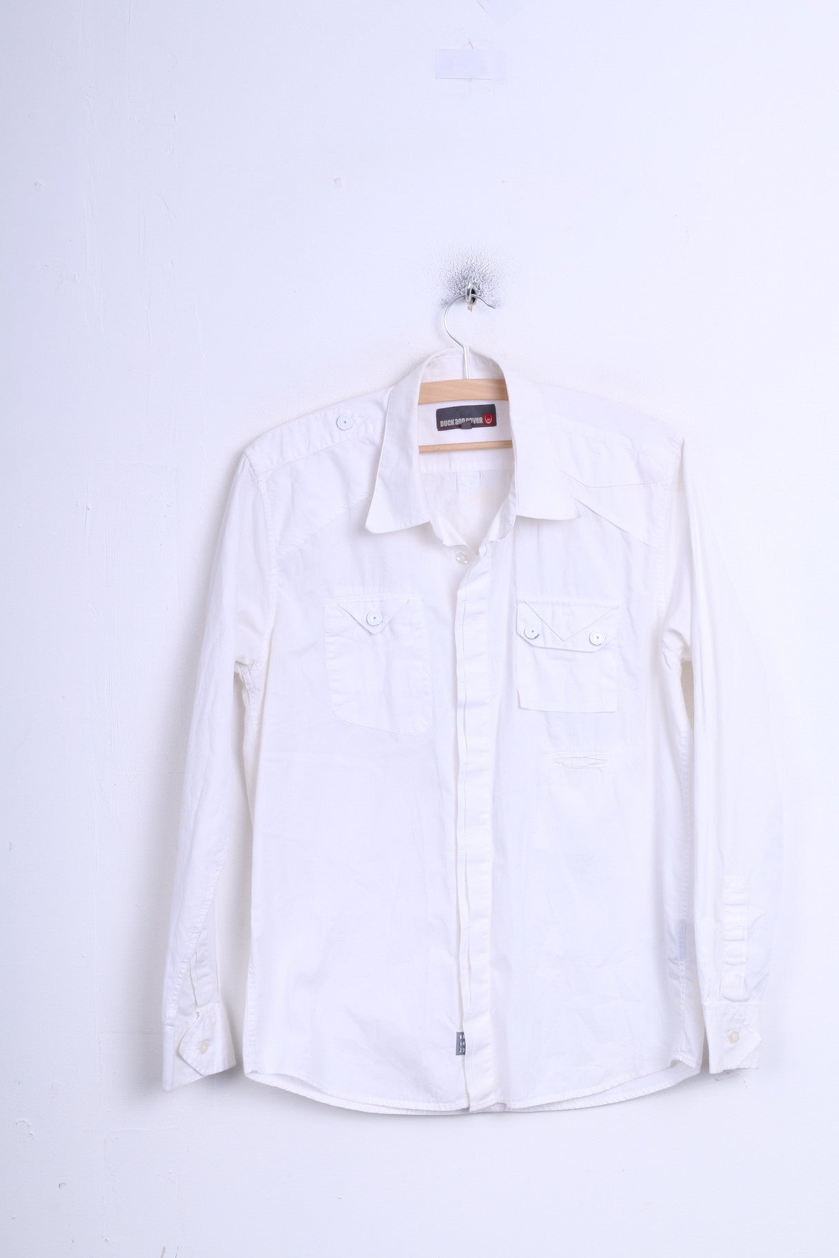 Duck and Cover Mens M Casual Shirt White Long Sleeve Cotton