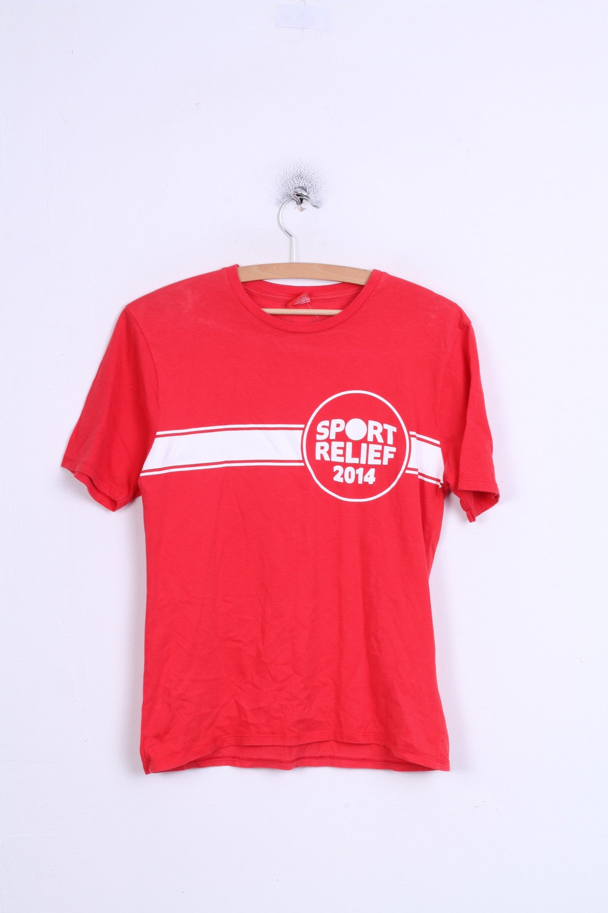 Sport Relief 2014 Womens XS T-Shirt Red Crew Neck Cotton Swim Run Cycle