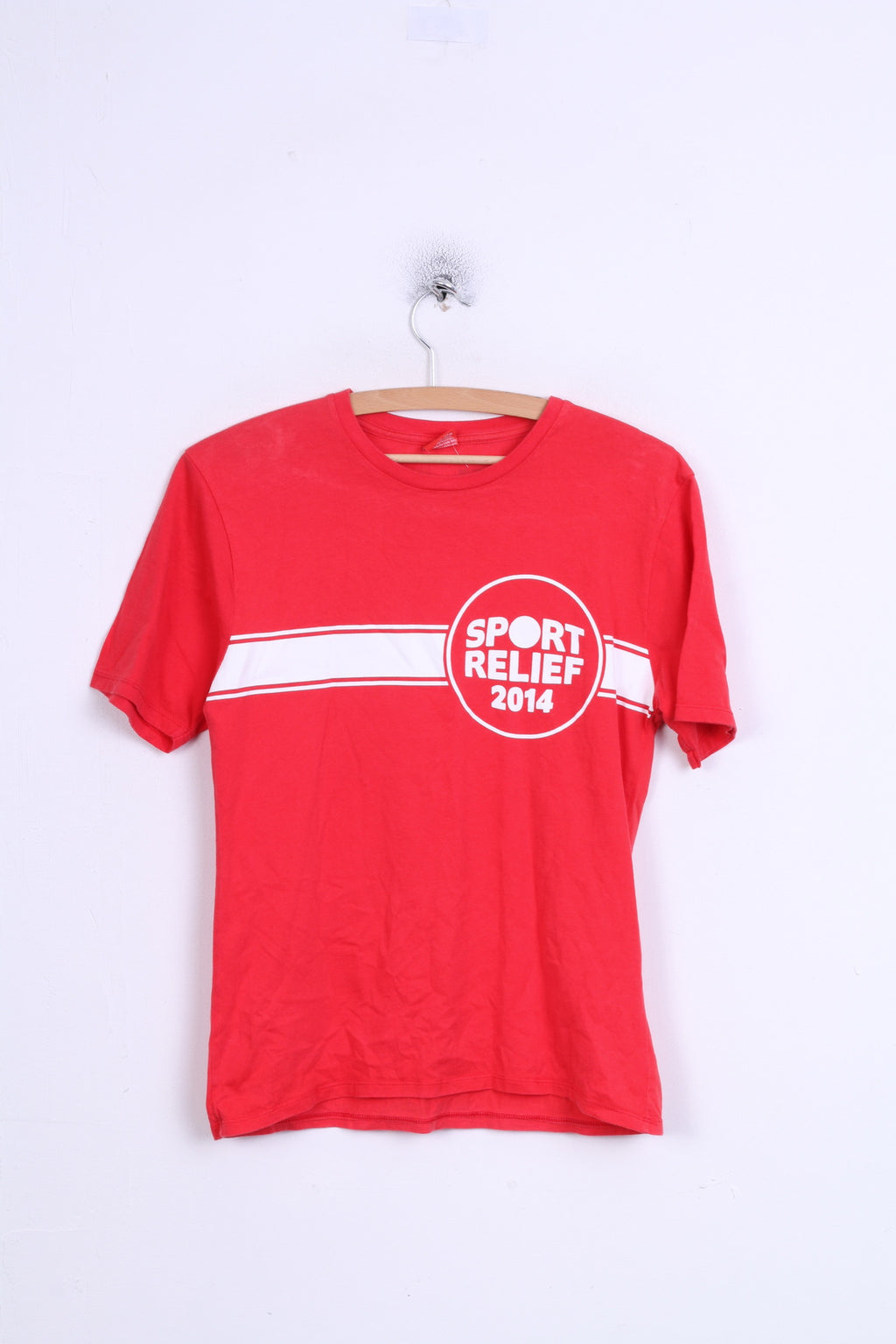 Sport Relief 2014 T-shirt da donna XS rossa girocollo in cotone Swim Run Cycle