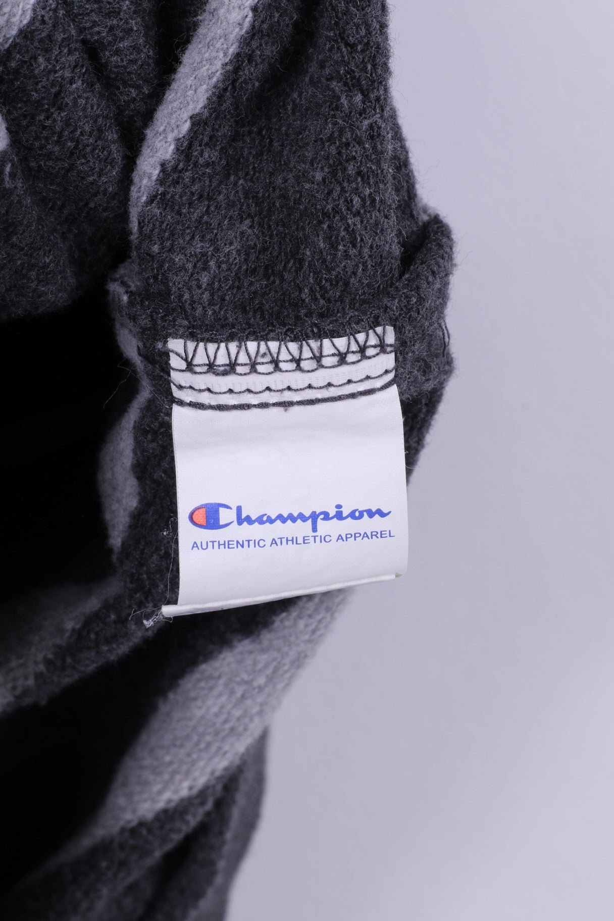 Champion Mens XL Shirt Grey Cotton Athlete Hooded Striped Sportswear Top