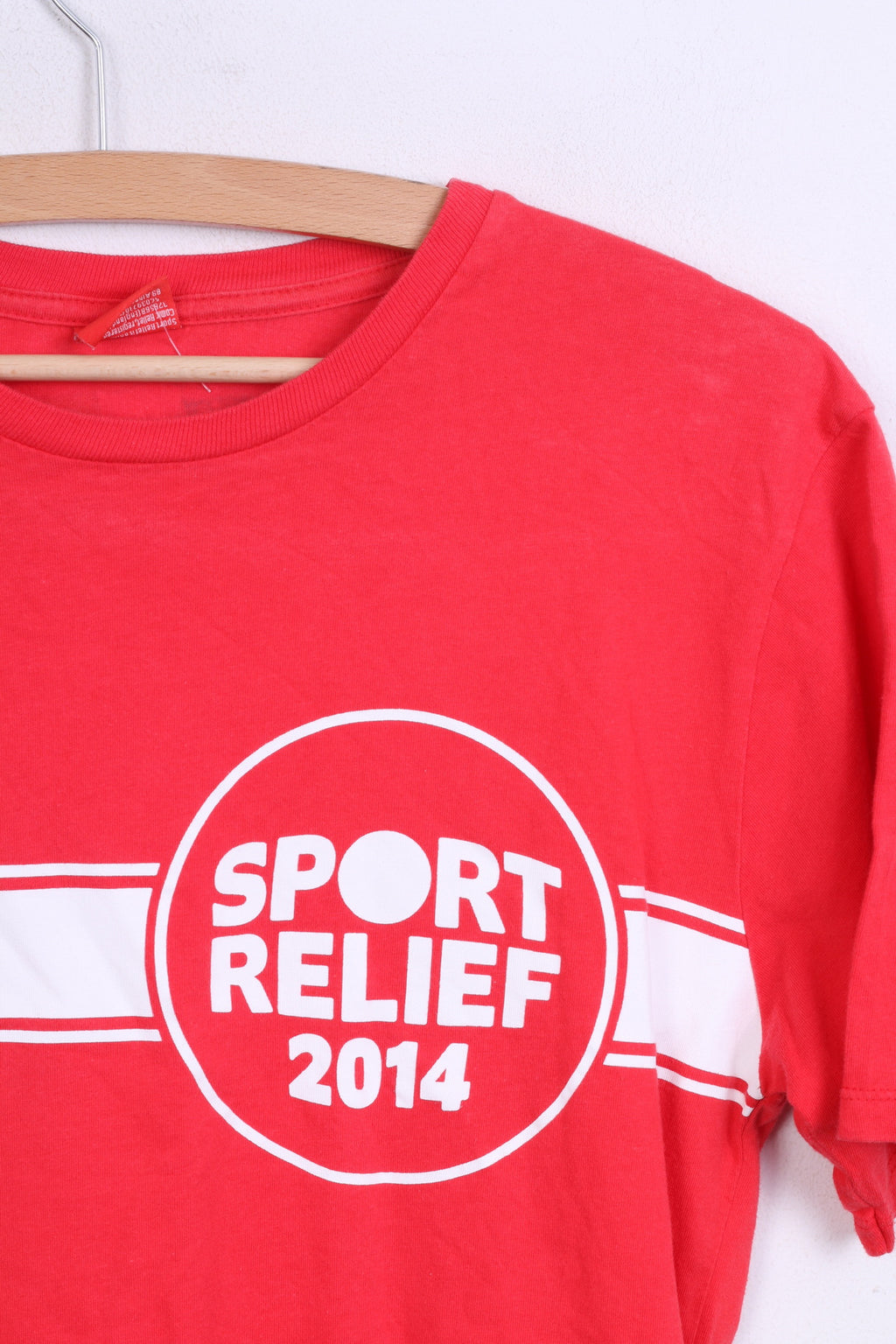 Sport Relief 2014 T-shirt da donna XS rossa girocollo in cotone Swim Run Cycle