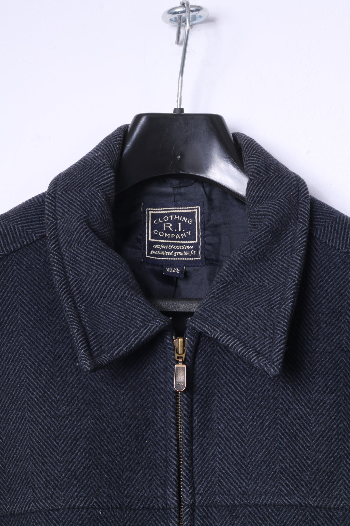 R.I. Clothing Company Mens XL Jacket Black Green Herringbone Wool