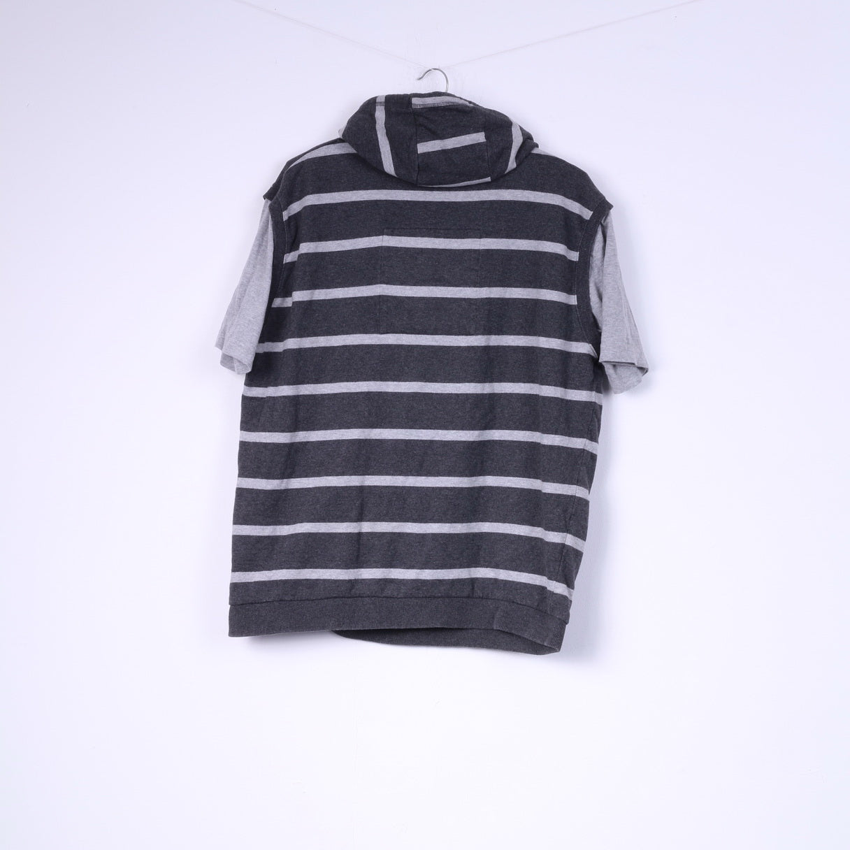 Champion Mens XL Shirt Grey Cotton Athlete Hooded Striped Sportswear Top