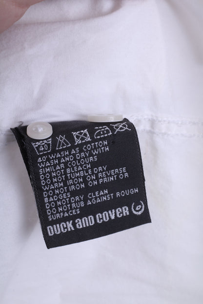 Duck and Cover Camicia casual da uomo M bianca a maniche lunghe in cotone