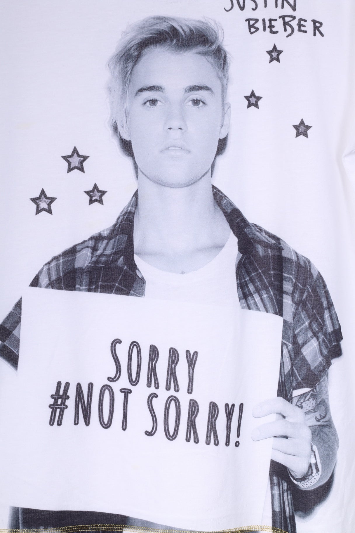 Primark Justin Bieber Womens 14-16 42-44 XL T-Shirt Graphic Cotton White Top