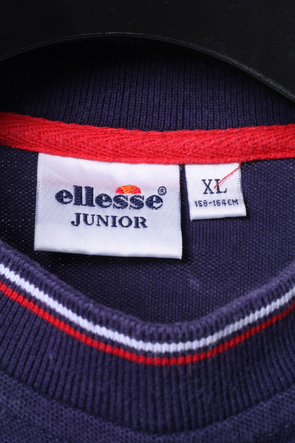 Ellesse Junior Boys XL 158-164 T-shirt en coton bleu marine avec logo rétro classique