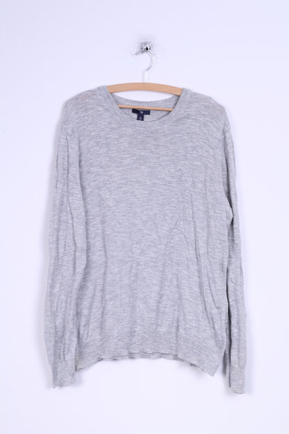 Gap Mens L (M) Jumper Light Grey Cotton Long Sleeved Sweater