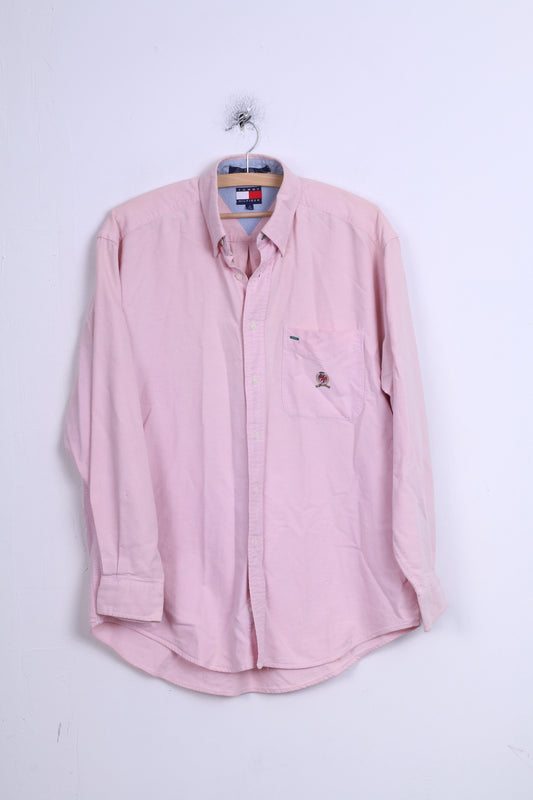Tommy Hilfiger Mens S Casual Shirt Cotton Pink Button Down Collar Long Sleeve