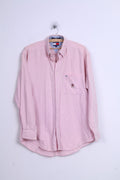 Camicia casual da uomo Tommy Hilfiger S in cotone rosa colletto button down manica lunga