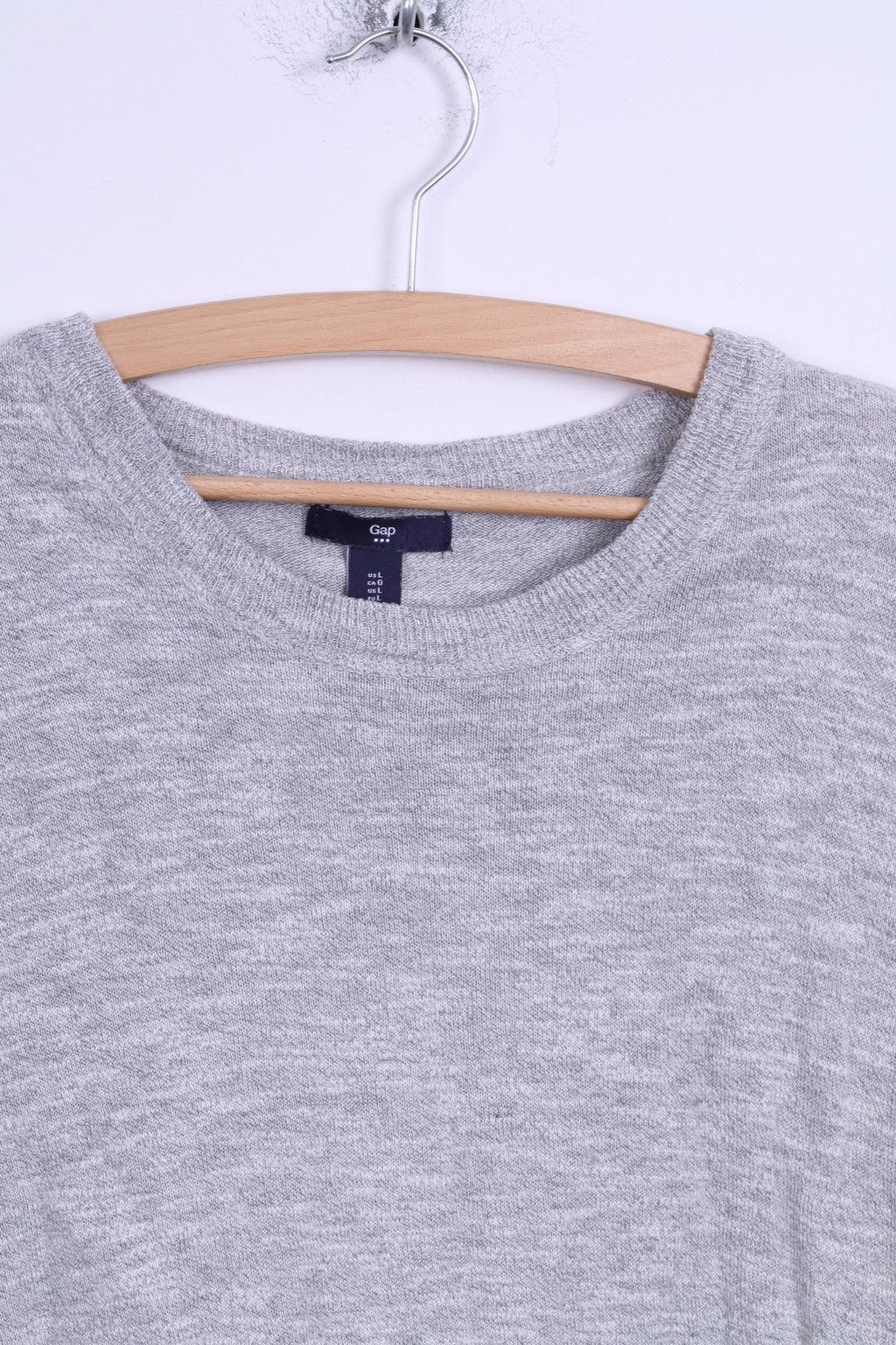 Gap Uomo L (M) Maglione Maglione a maniche lunghe in cotone grigio chiaro