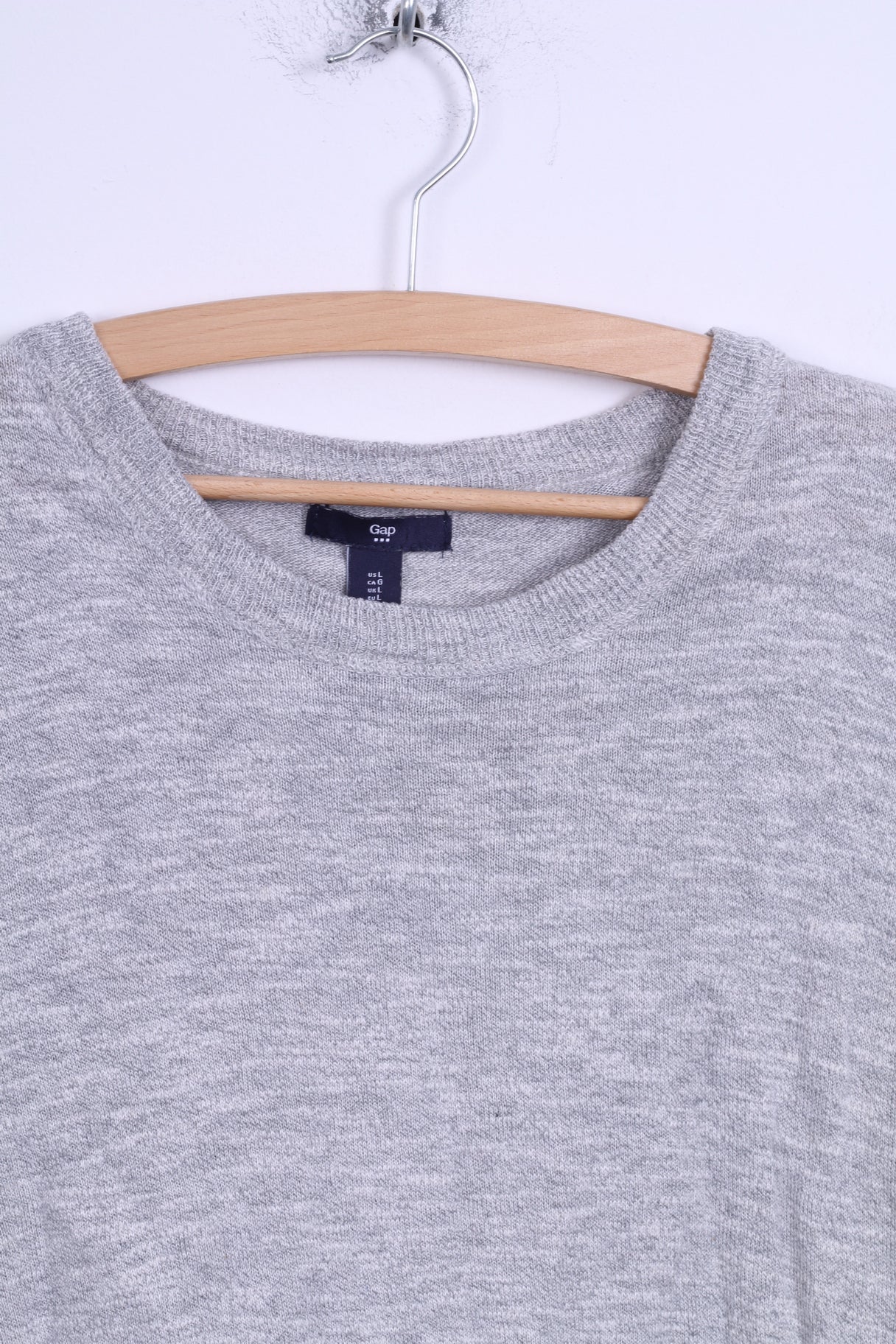 Gap Uomo L (M) Maglione Maglione a maniche lunghe in cotone grigio chiaro