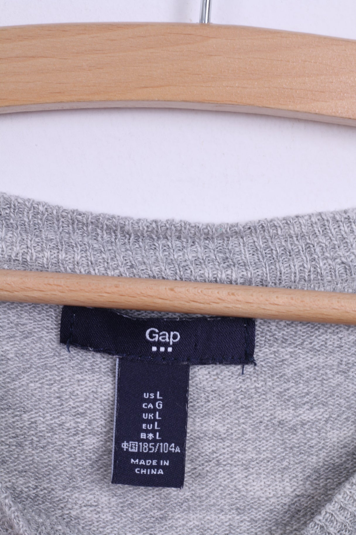 Gap Mens L (M) Jumper Pull à manches longues en coton gris clair