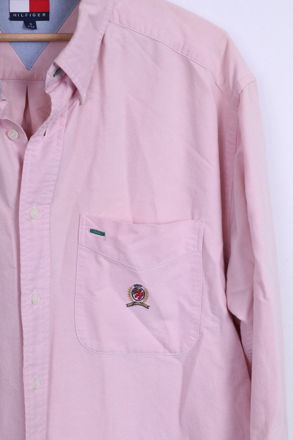 Tommy Hilfiger Mens S Casual Shirt Cotton Pink Button Down Collar Long Sleeve