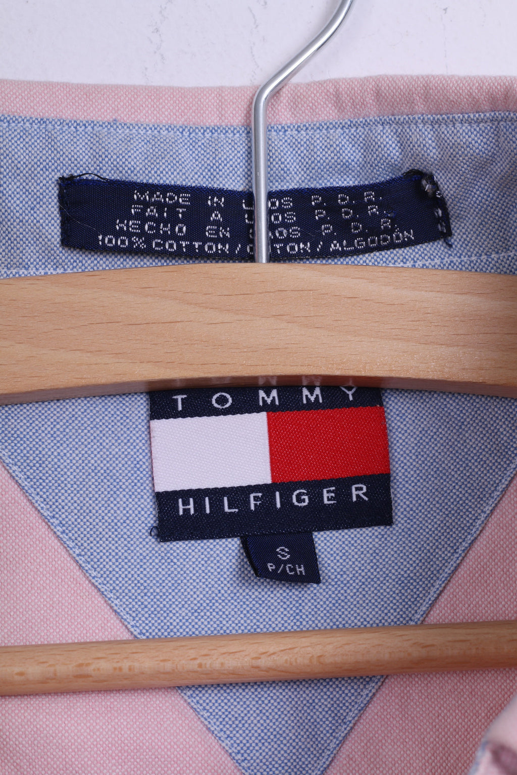 Tommy Hilfiger Mens S Casual Shirt Cotton Pink Button Down Collar Long Sleeve