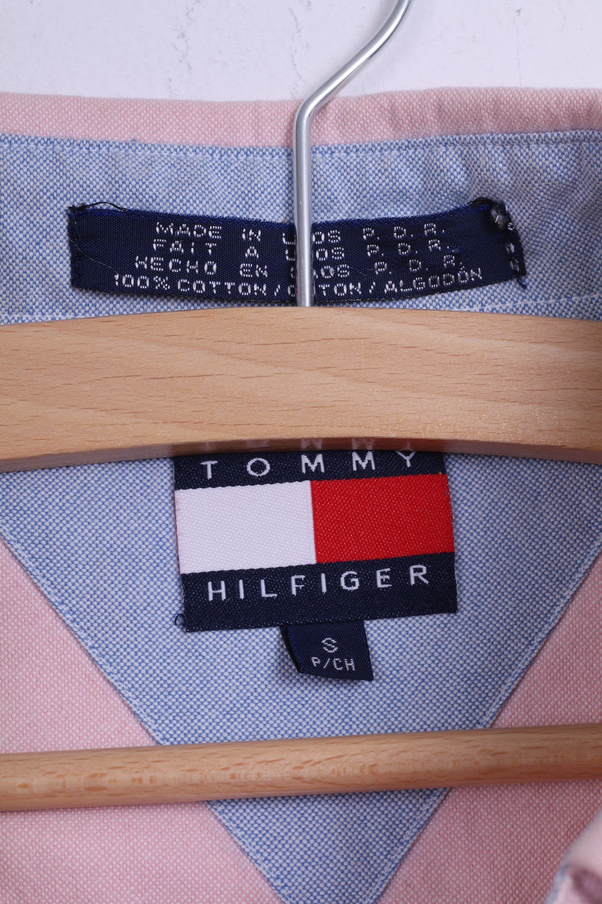 Tommy Hilfiger Mens S Casual Shirt Cotton Pink Button Down Collar Long Sleeve