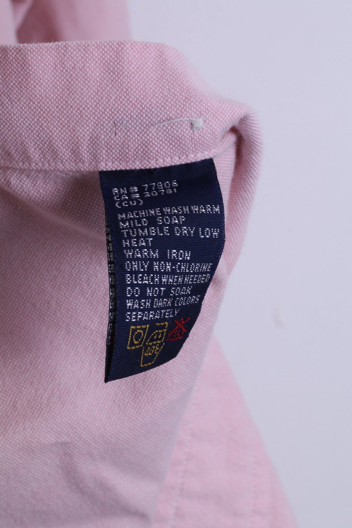 Tommy Hilfiger Mens S Casual Shirt Cotton Pink Button Down Collar Long Sleeve