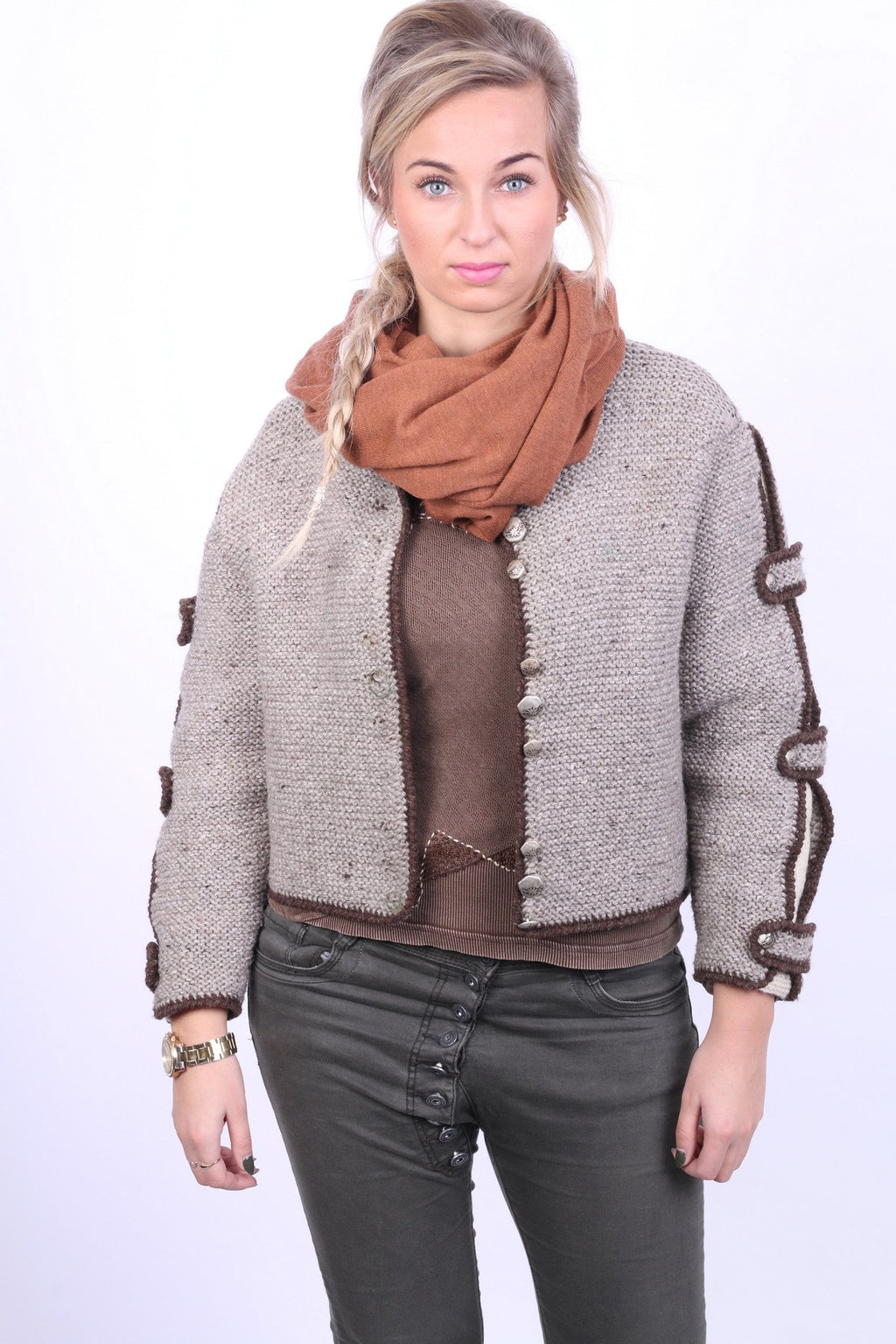 Vintage Women S/M Jumper Brown Vintage Bavaria Steampunk German Austria Sweater