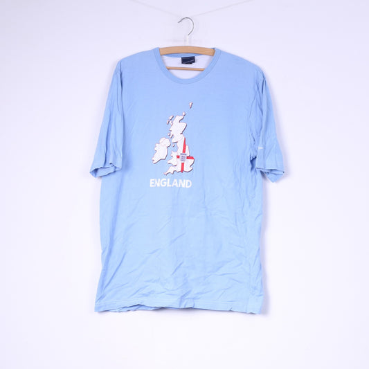 Umbro England T-shirt à col rond en coton bleu clair pour homme 