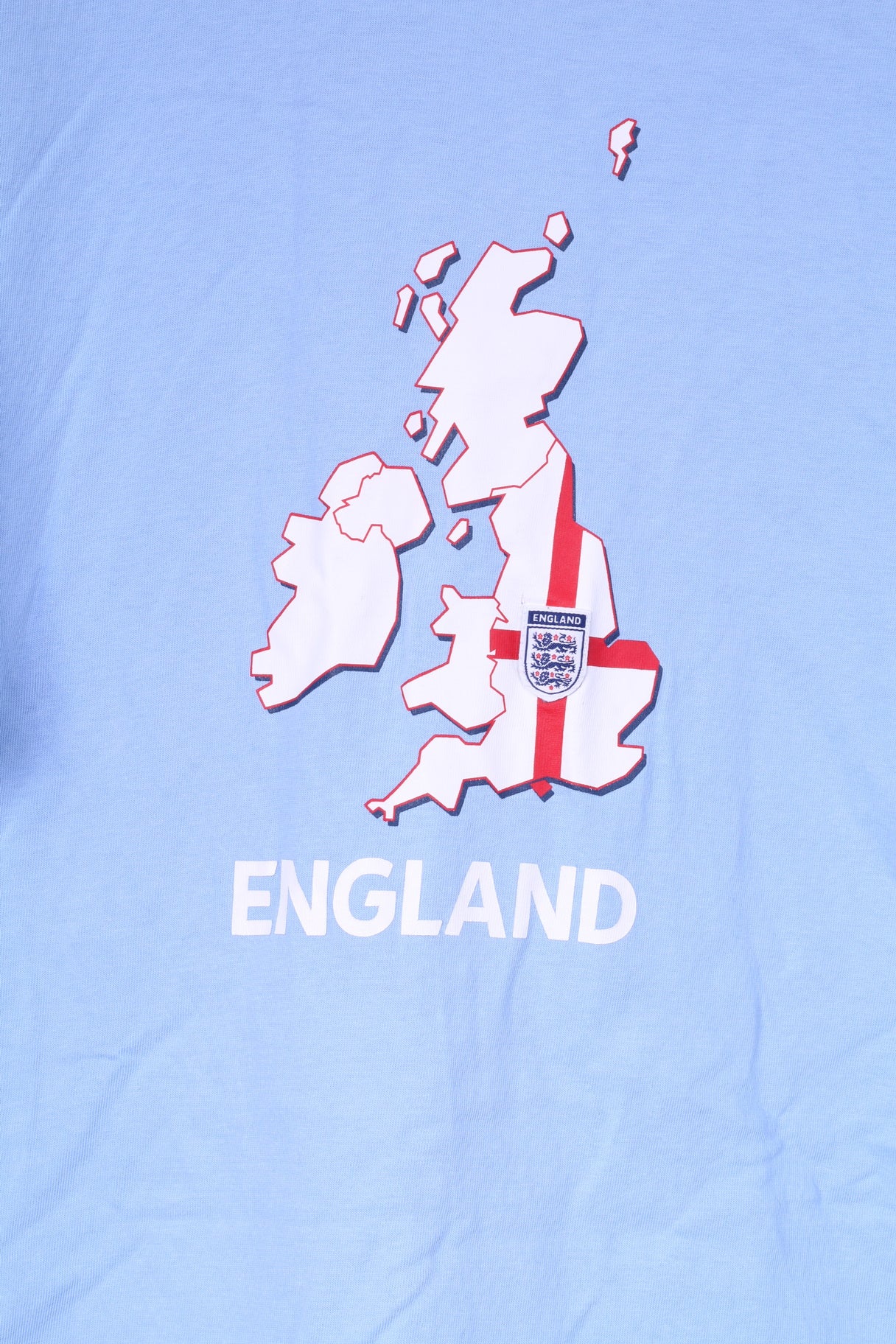 T-shirt Umbro England da uomo L, top girocollo in cotone azzurro 