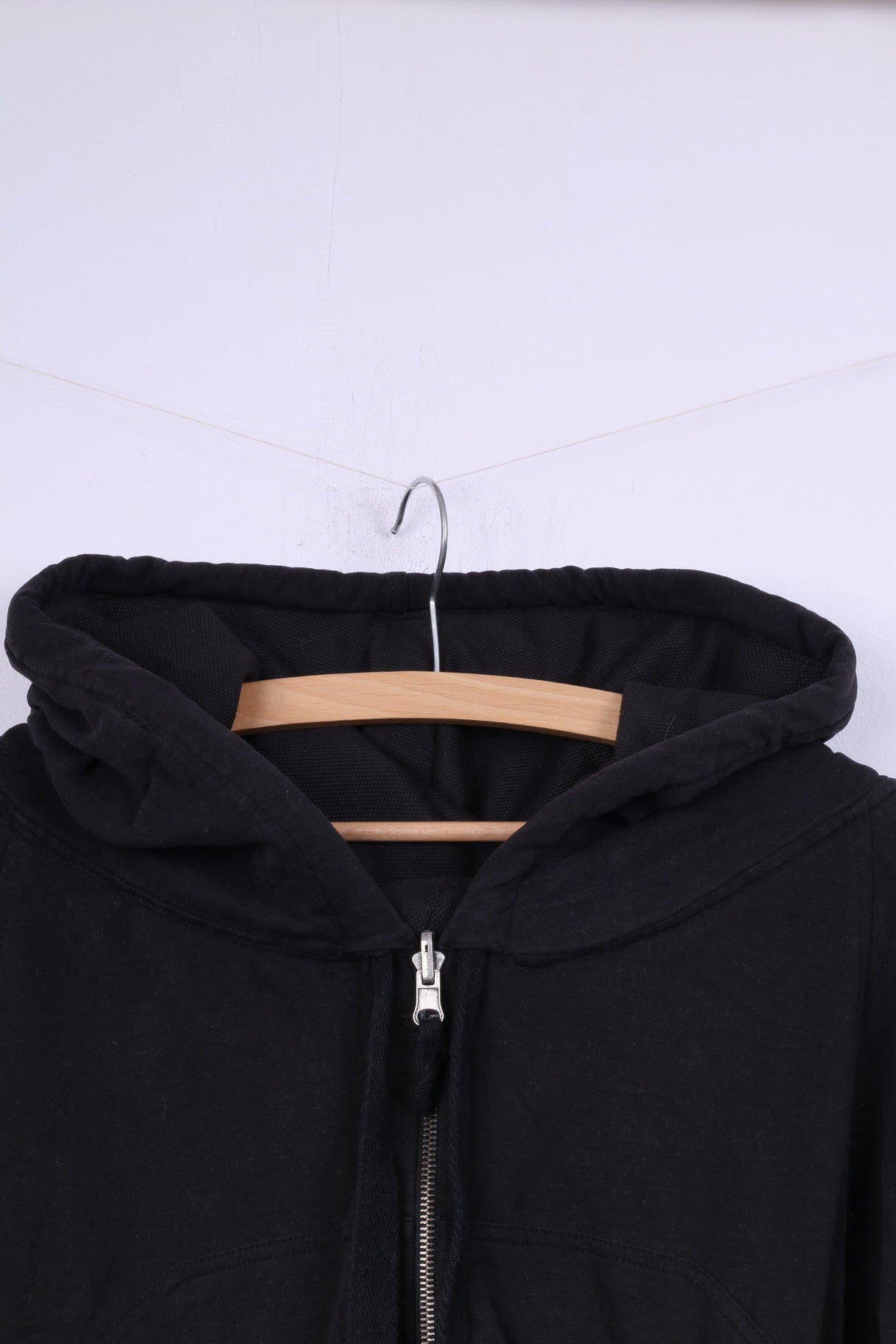 Phard Women S Sweatshirt Black Flounce Cotton Hooded Full Zipper Top