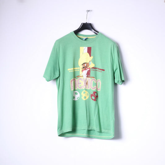 T-shirt da uomo George Looney Tunes L con grafica in cotone verde Messico