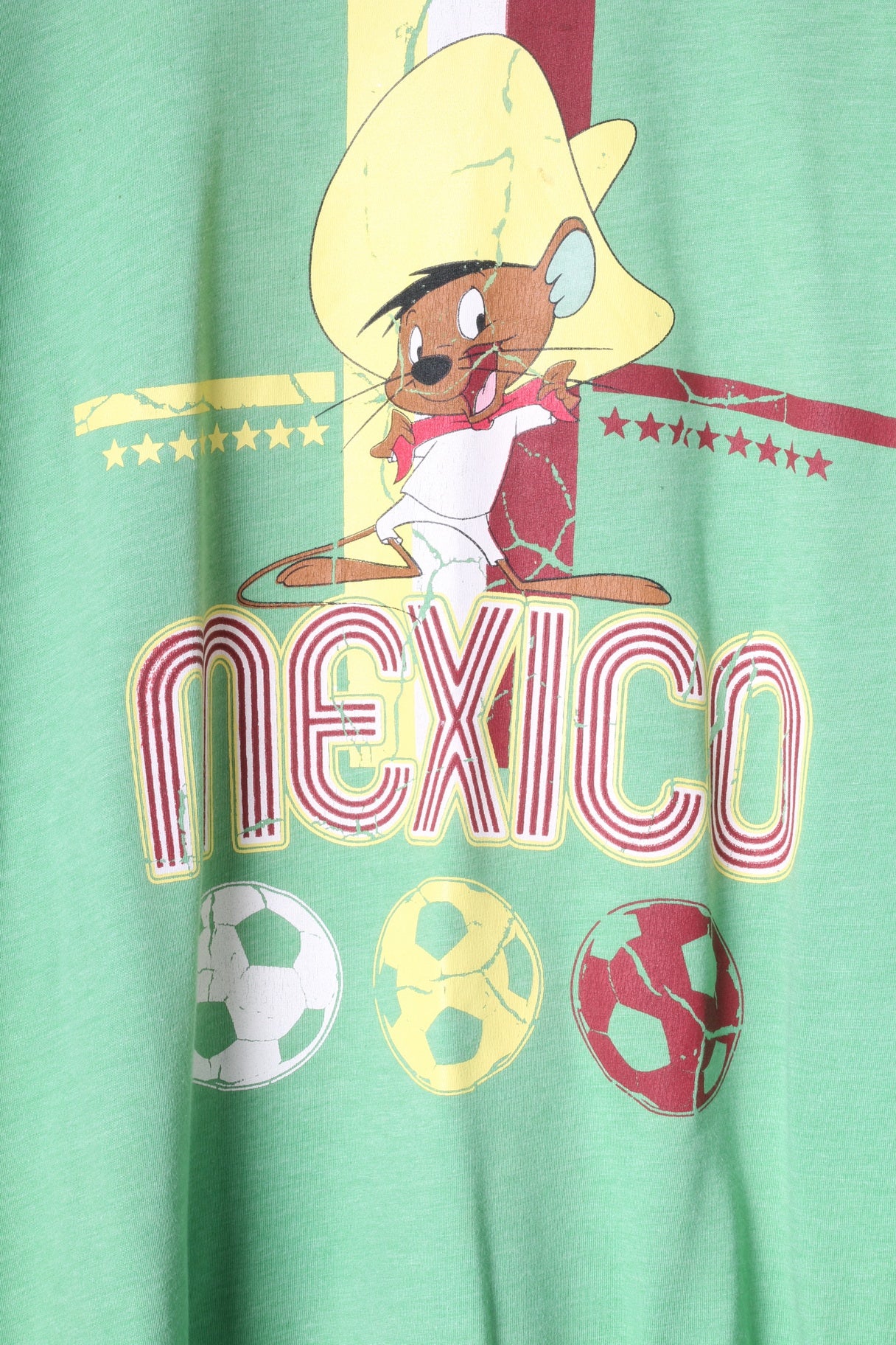 George Looney Tunes Mens L T-Shirt Green Cotton Graphic Mexico Top