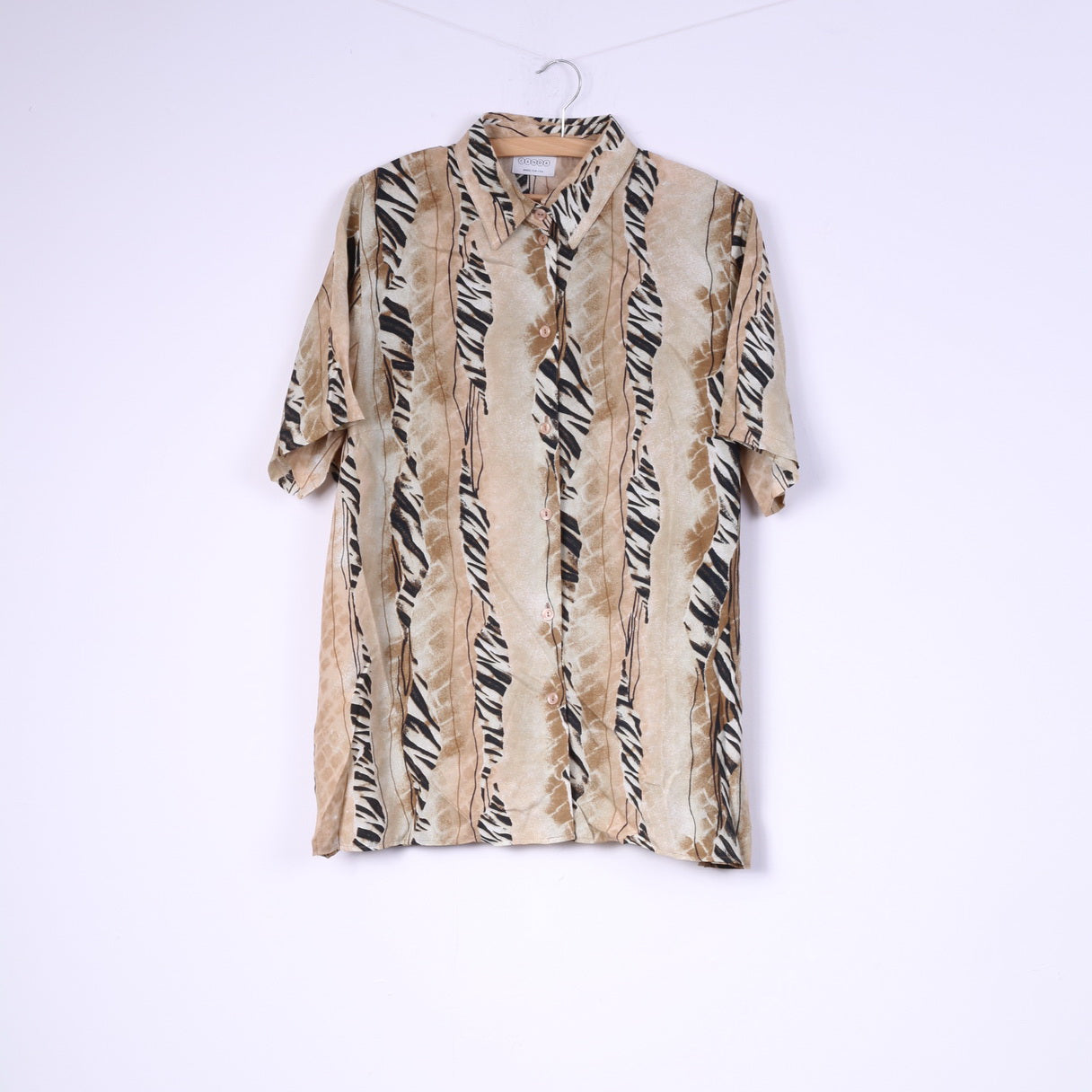 Canada C&A Womens 46 XL Casual Shirt Short Sleeve Beige Vintage Top