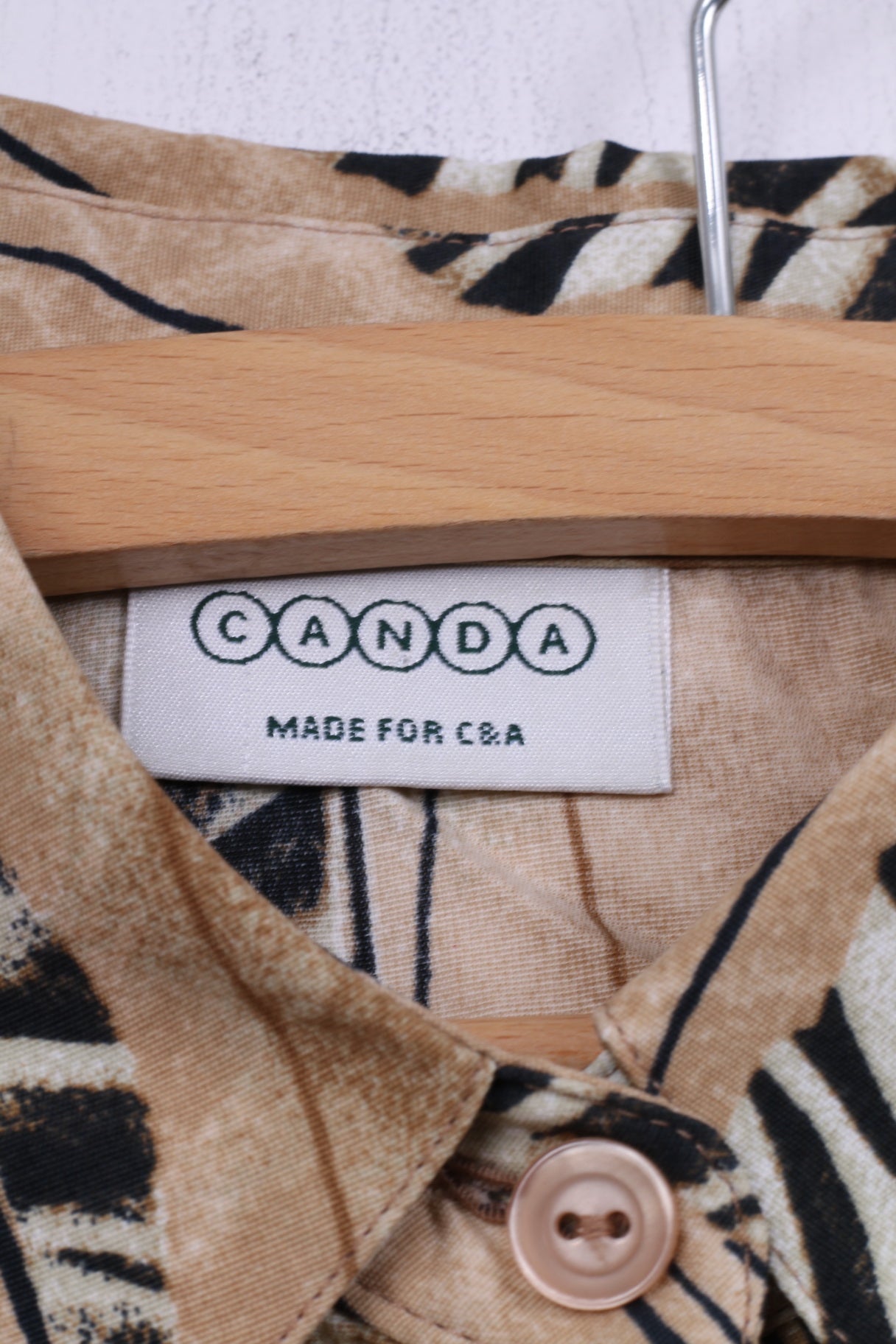 Canada C&A Womens 46 XL Casual Shirt Short Sleeve Beige Vintage Top